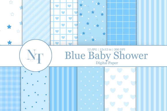 Blue Baby Shower Digital Paper: A Designer's Pastel Toolkit