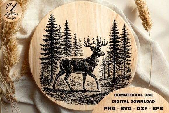Deer Forest Scene SVG: Rustic Charm for Creative Projects