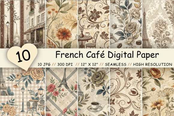 Elevate Your Projects with French Café Digital Paper Pack, Parisian