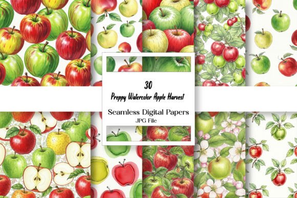 Embracing Cozy Charm with Preppy Watercolor Apple Harvest Pattern