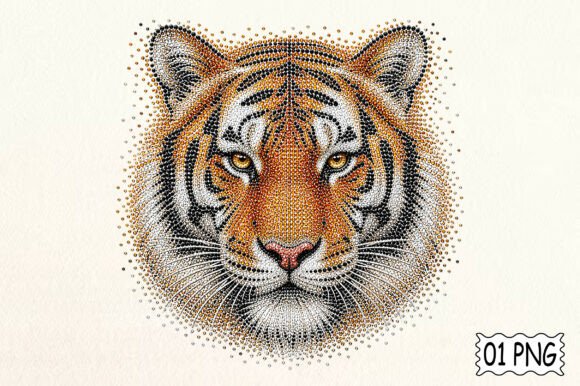 Faux Rhinestone Tiger Design: A Sparkling Asset for Bold Branding