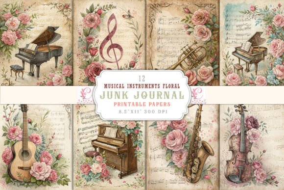 Harmonize Your Pages: The Musical Instruments Floral Junk Journal