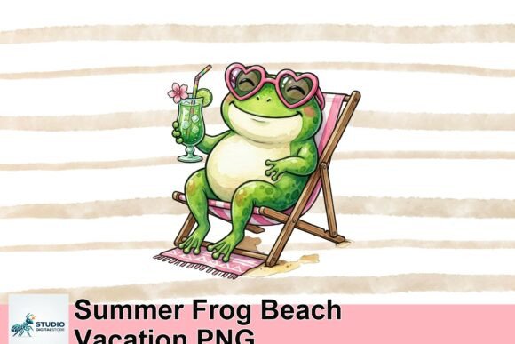 Hop Into Summer: The Perfect Frog Beach Vacation PNG