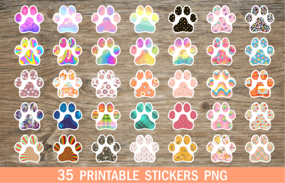Paw Stickers PNG: Groovy Designs for Creative Projects